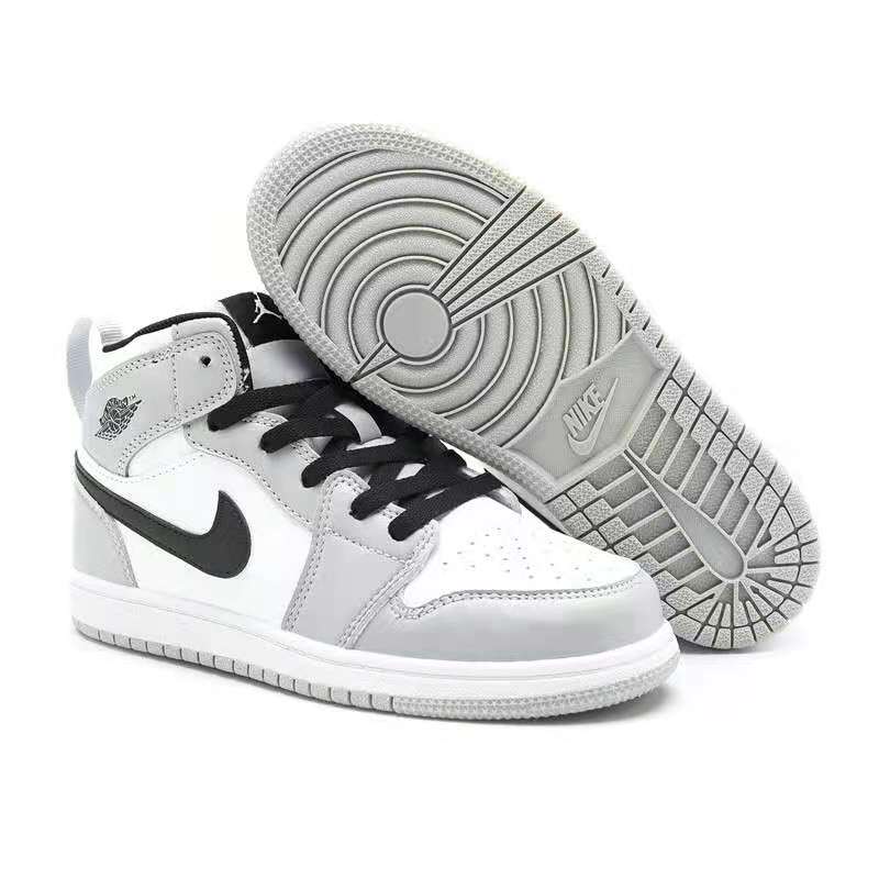Youth Running Weapon Air Jordan 1 White/Grey Shoes 1002